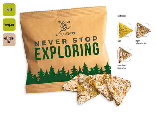 BIO Knusperecken Werbetüte, Inhalt: BIO Knusperecken Mais ca. 12 g