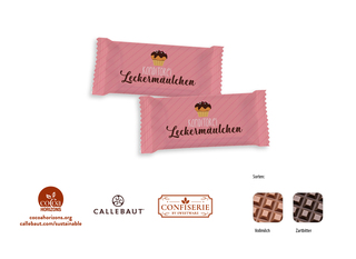 Schokolade 5 g Täfelchen, Inhalt: Callebaut Vollmilch ca. 5 g