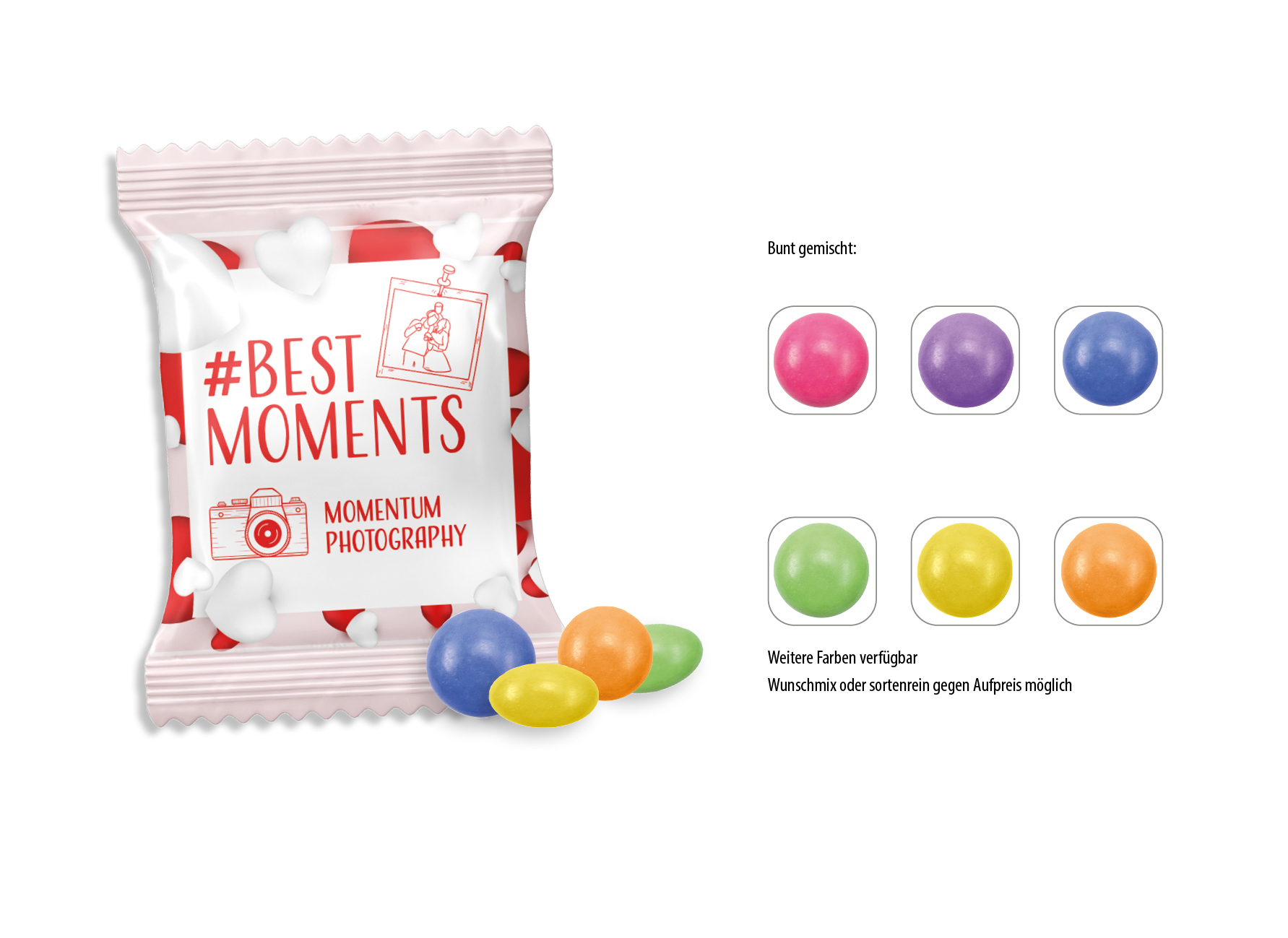 Mini-Schokolinsen Werbetüte, Inhalt: Schokolinsen Mini ca. 10 g