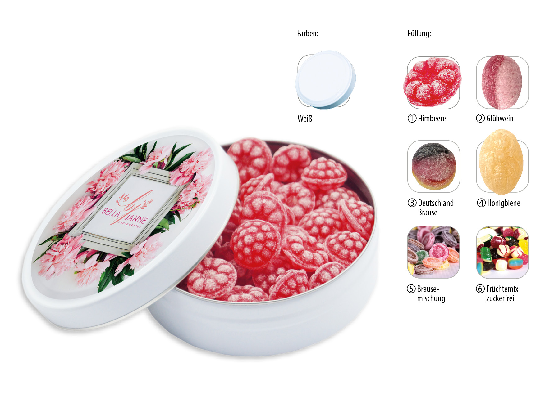 Runddose 99, Inhalt: Bonbon Honigbiene ca. 120 g