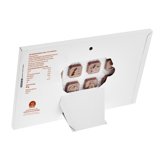 Tisch Adventskalender personalisiert, Inhalt: Callebaut Vollmilch Schokolade Kalender ca. 60 g