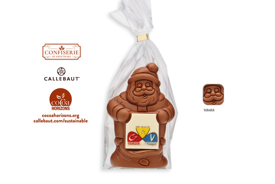 Schoko Weihnachtsmann mit Schokoschild, Inhalt: Weihnachtsmann 80 g ca. 80 g