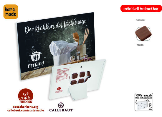 Countdown-Eventkalender Tischkalender, 24 StückCallebaut Vollmilch Schokolade Kalender