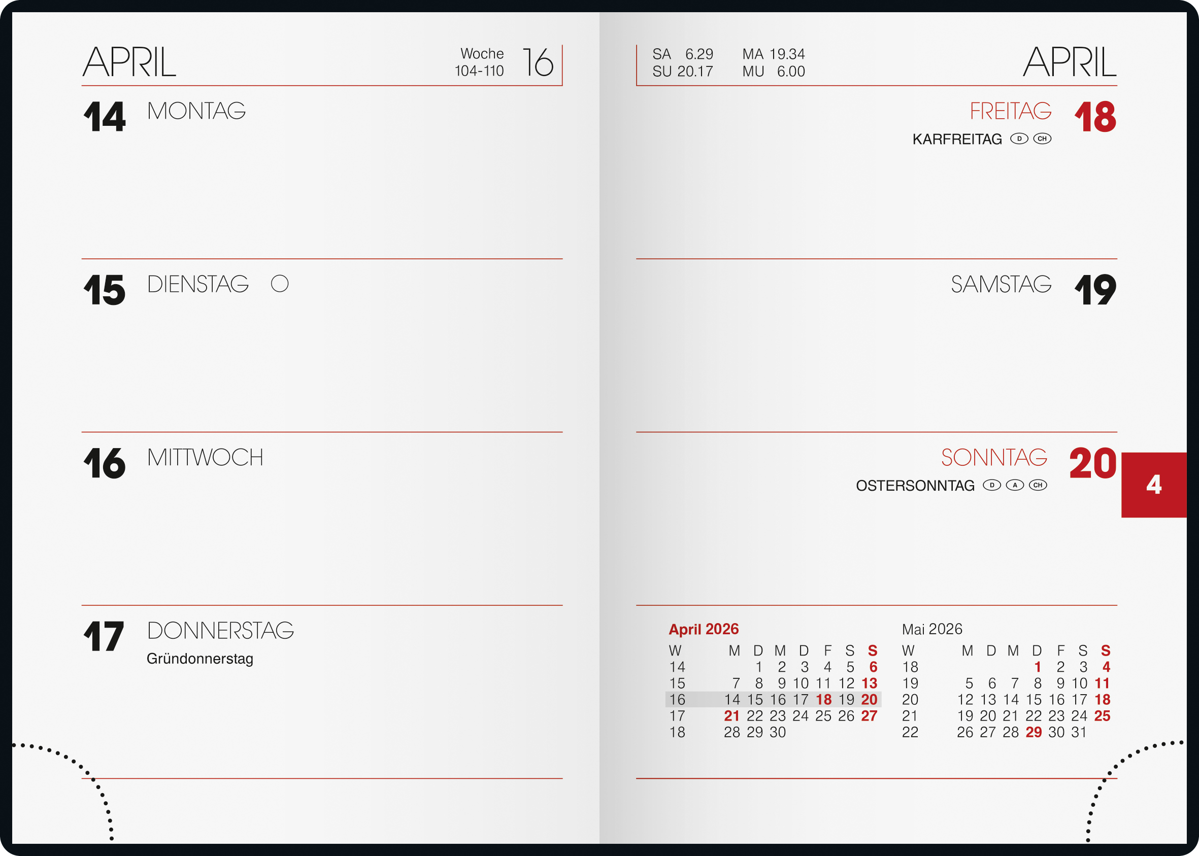 Mini-Taschenkalender, weinrot