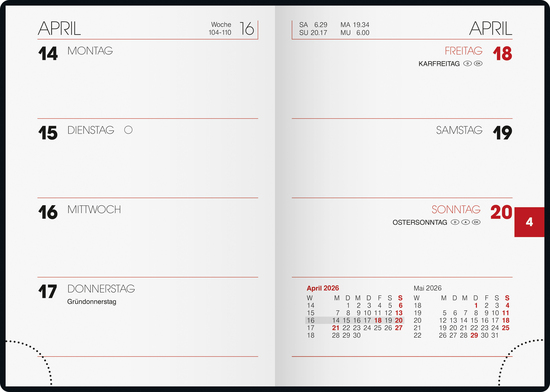 Mini-Taschenkalender, weinrot