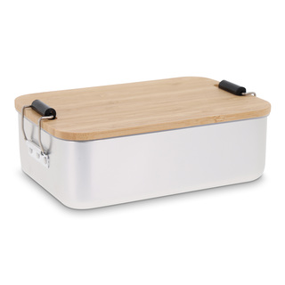 Lunchbox aus Aluminium mit Bambusdeckel