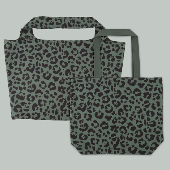 Strandtasche Jaguar Druck grün  DKE081 46 x 40+2 x 6 cm  grün mit Druck schwarz
