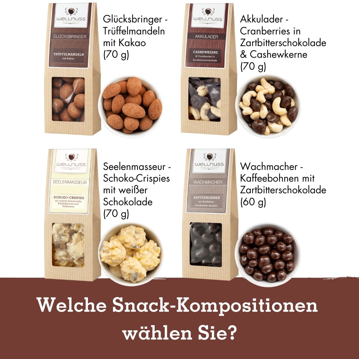 4 Premium Snacks in der Birkenholzbox