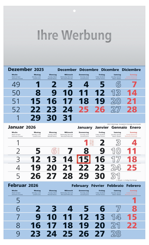 3-Monatskalender Assistent-basic blau