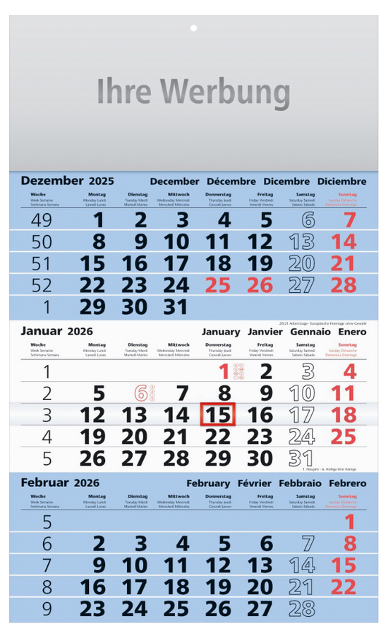 3-Monatskalender Assistent-basic blau