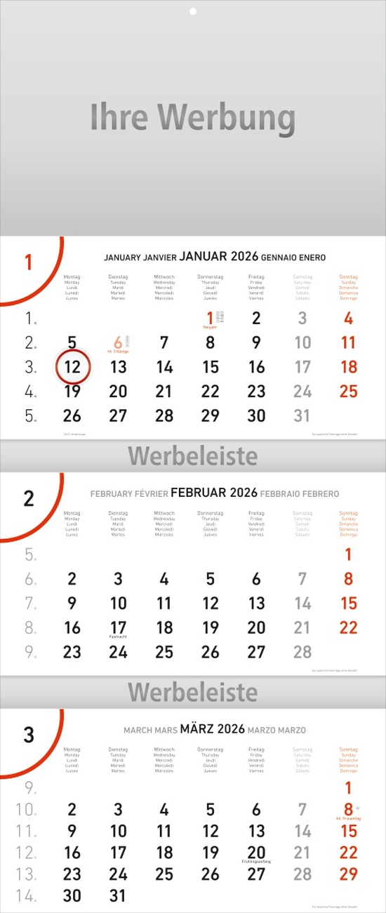 Dreimonatsplaner Future-trio rot