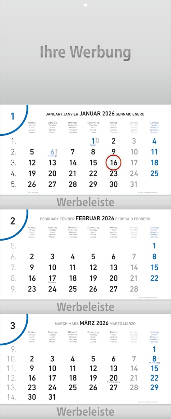 Dreimonatsplaner Future-trio-plus blau